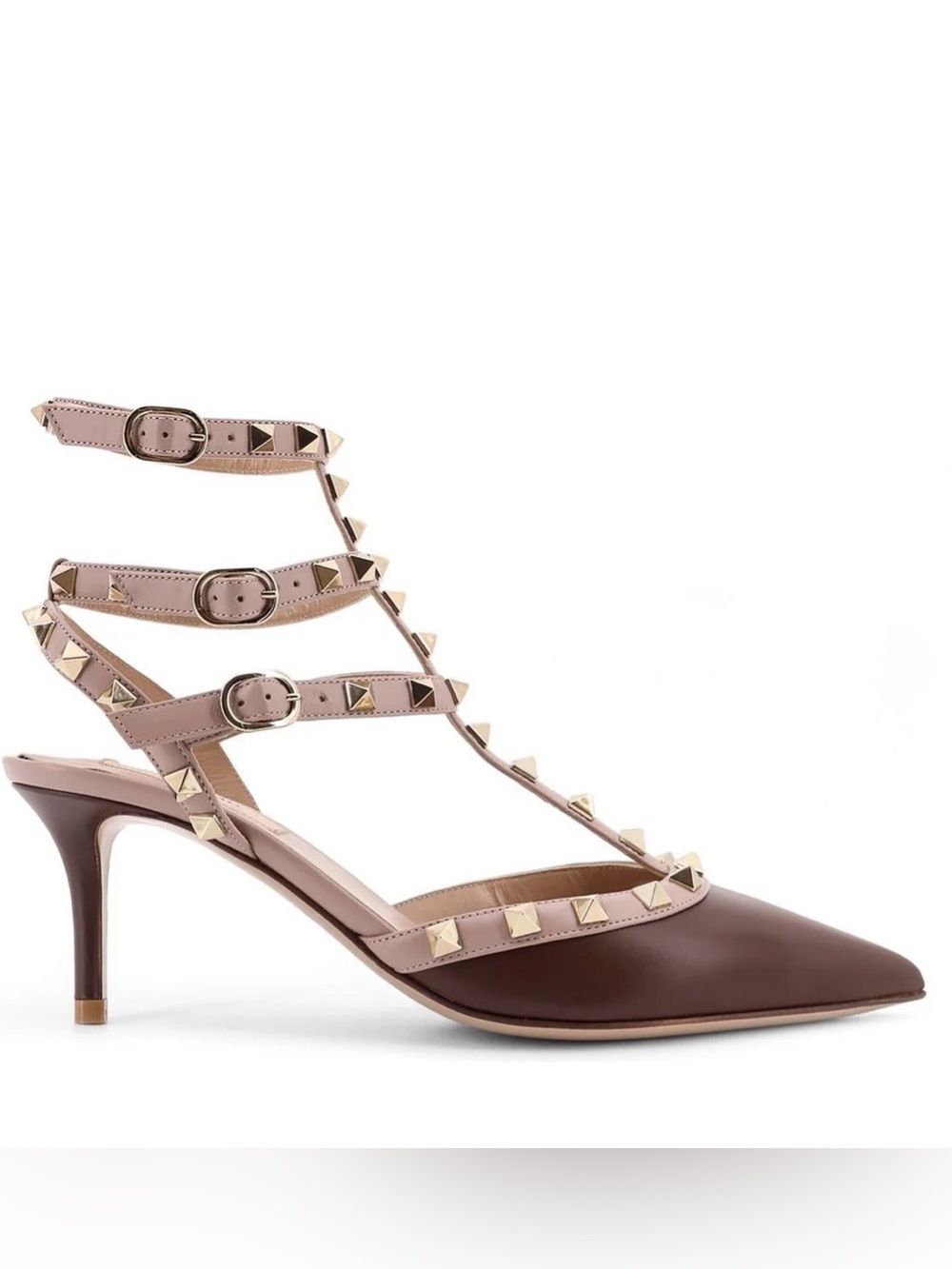 Valentino Burgundy Rockstud Strappy Pumps